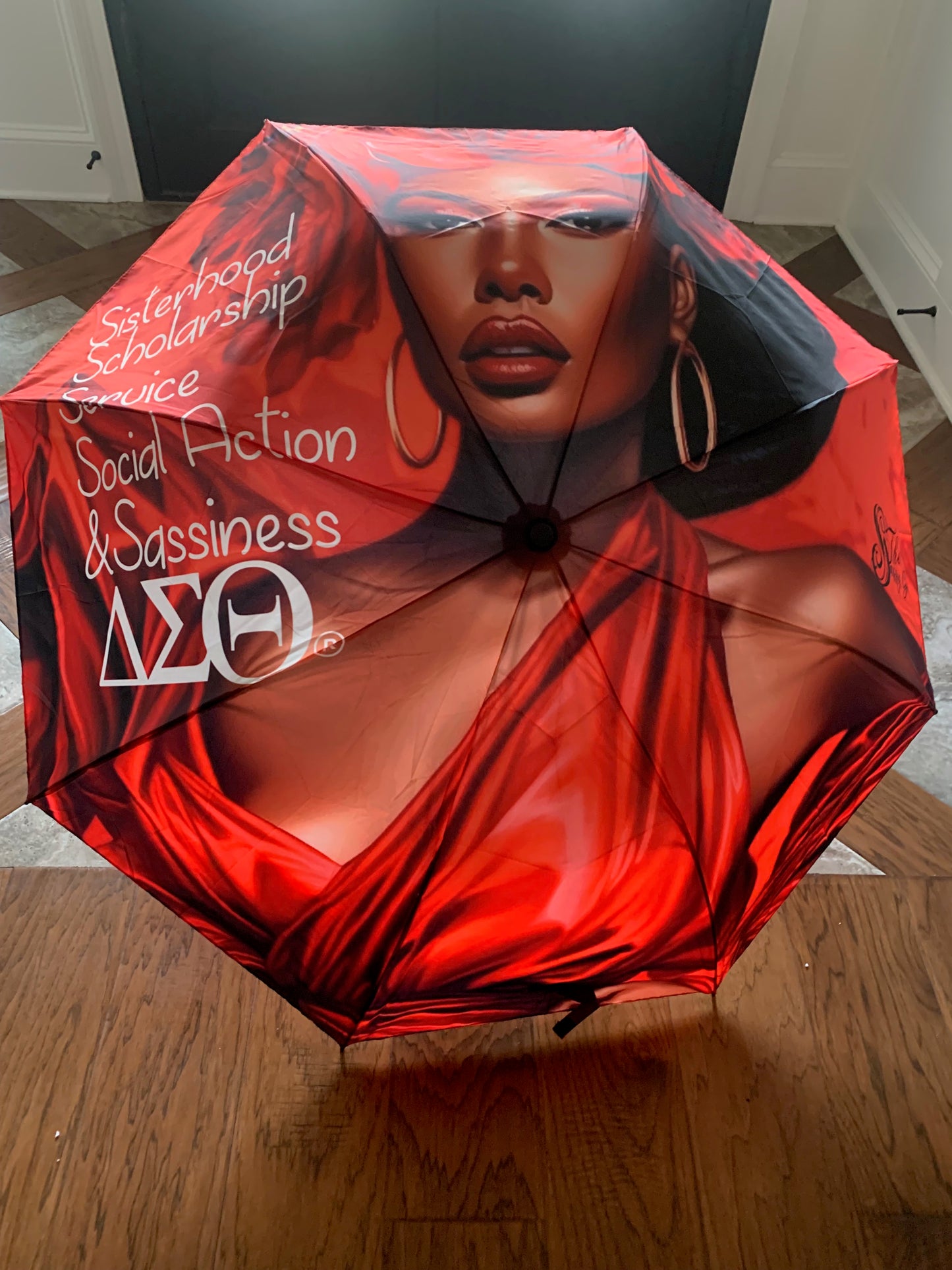 Sass in the Rain – Delta Diva Umbrella” 🌧️💁🏽♀️