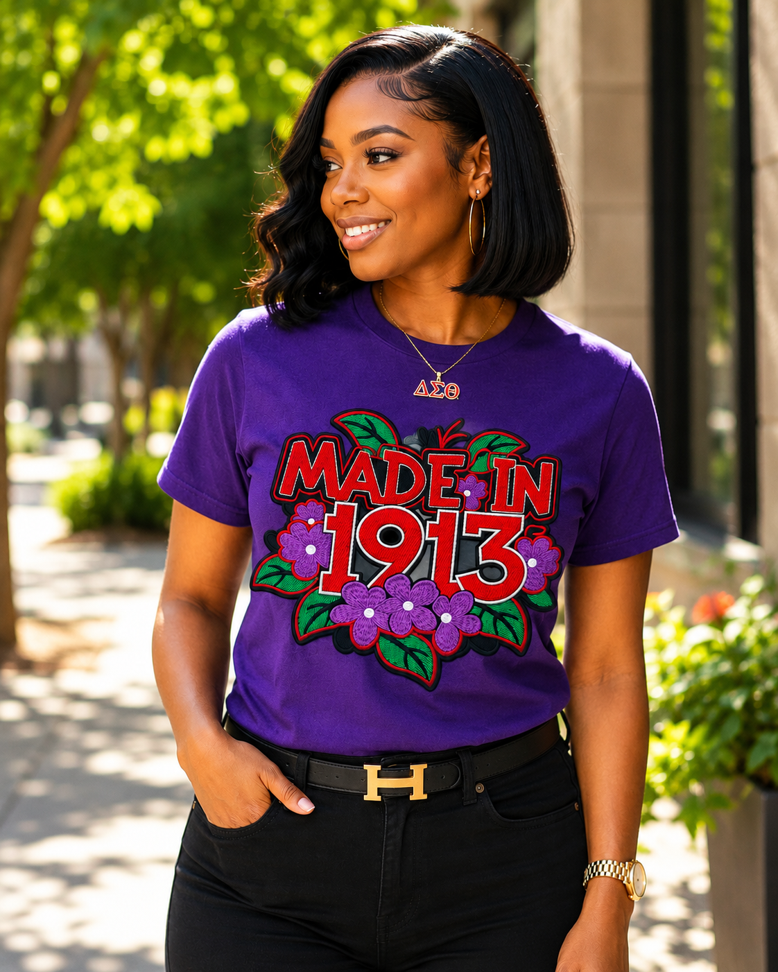 Made in 1913 Embroidered Floral Tee