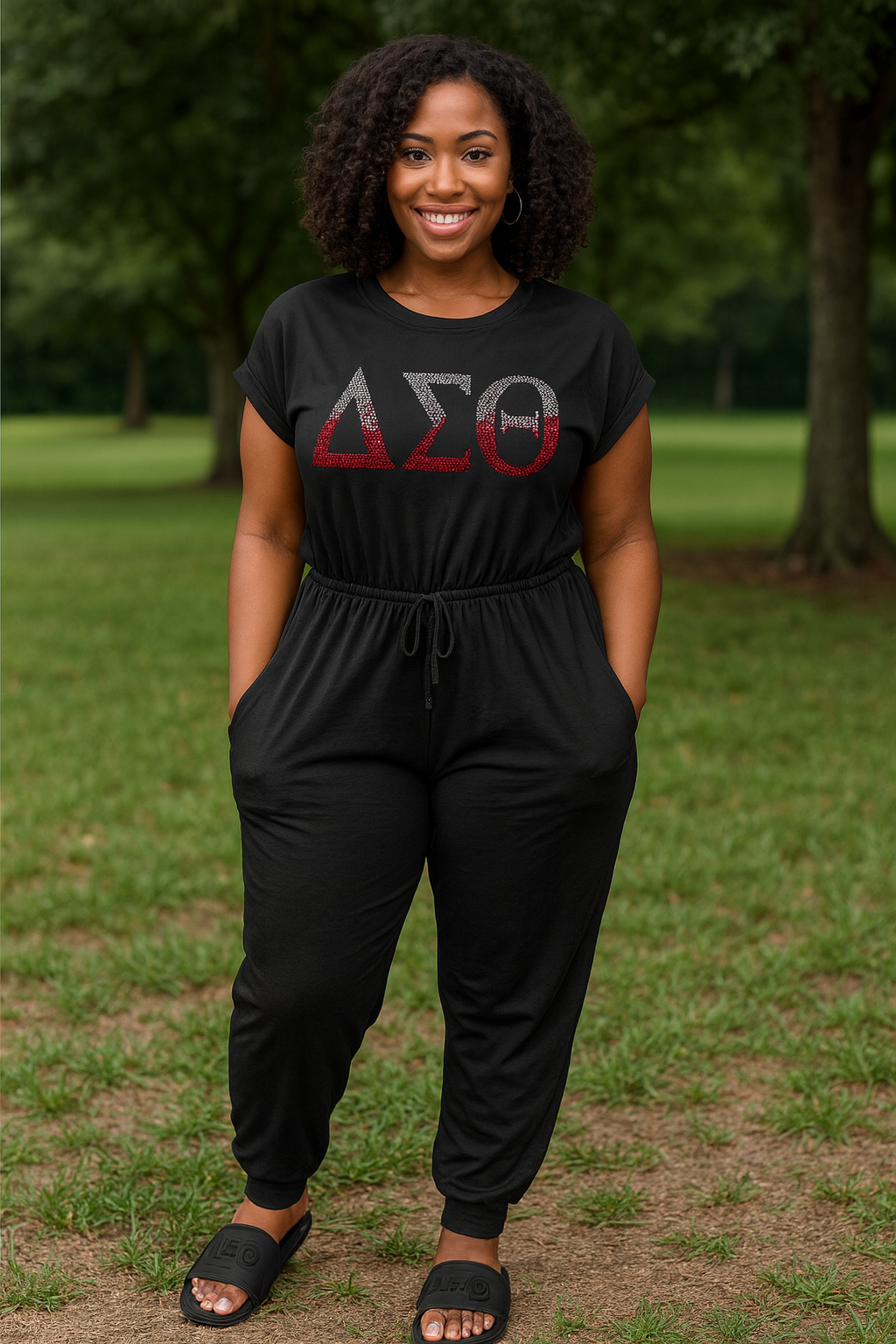 ΔΣΘ Rhinestone Jumpsuit – Sparkle, Comfort & Sisterhood