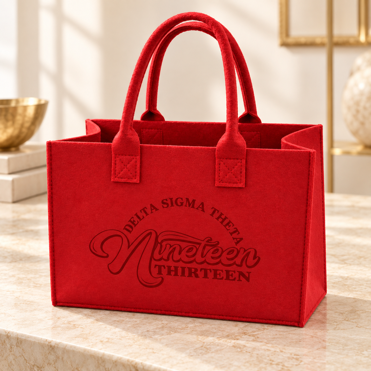 The Crimson Impression Tote | Nonwoven Felt Sorority Bag