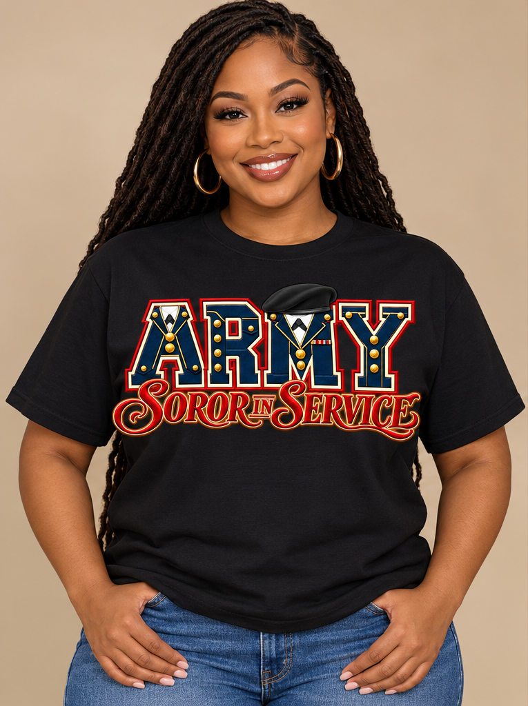 Reporting for Duty. Representing Sisterhood. — Soror in Service Military Tee