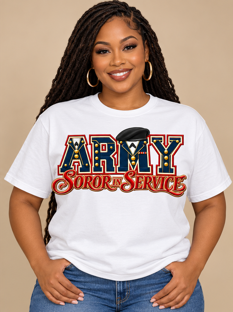 Reporting for Duty. Representing Sisterhood. — Soror in Service Military Tee