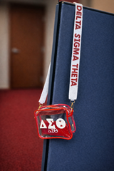 ΔΣΘ Clear Crossbody Stadium Bag with DELTA SIGMA THETA Strap
