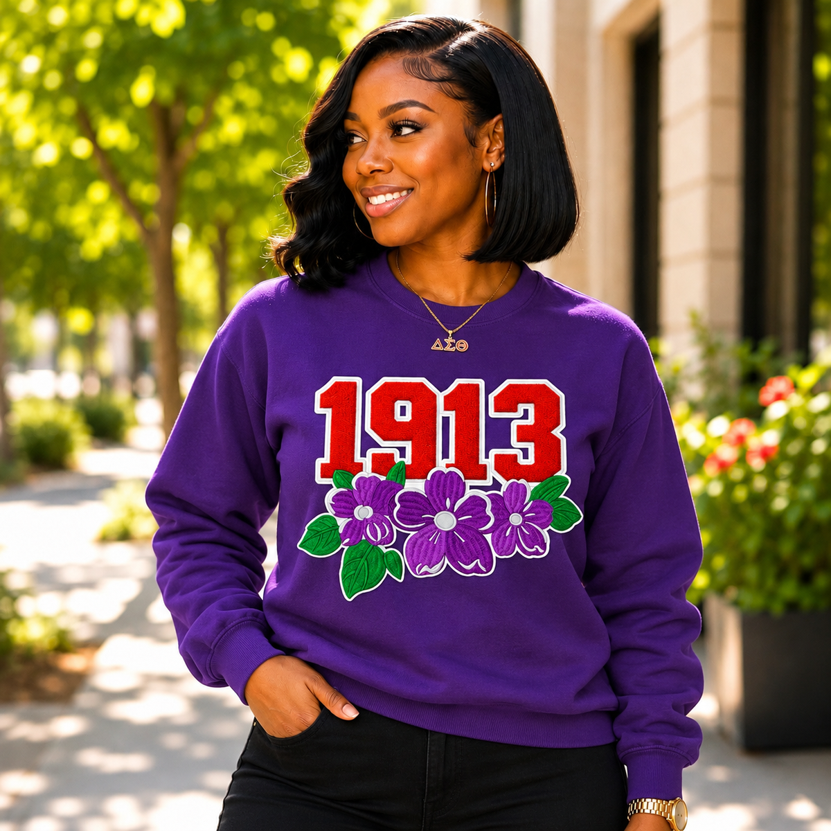 1913 Violet Bloom Embroidered Tee
