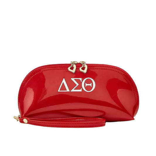 DST Red Patent Leather Clutch with Wristlet Strap