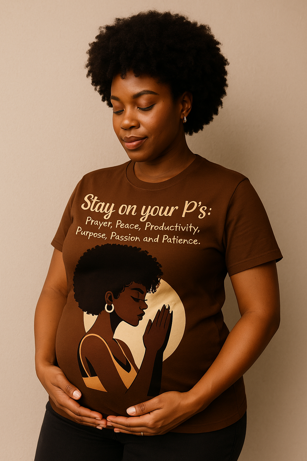 Stay on Your P’s inspirational slogan t-shirt displayed flat with bold typography