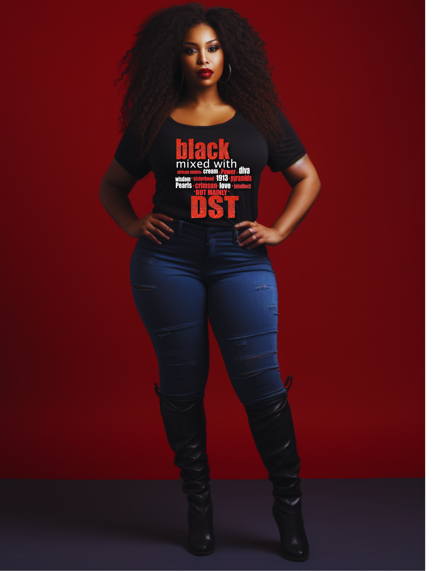 Black mixed with DST Glitter Glam Shirt