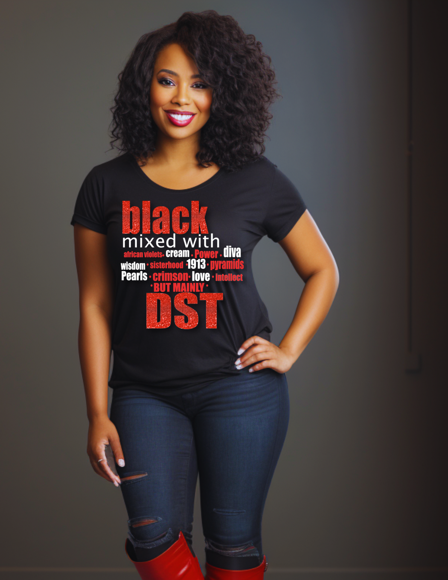 Black mixed with DST Glitter Glam Shirt