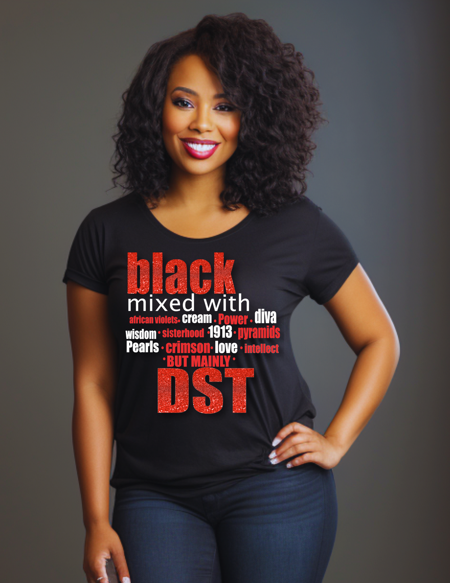 Black mixed with DST Glitter Glam Shirt